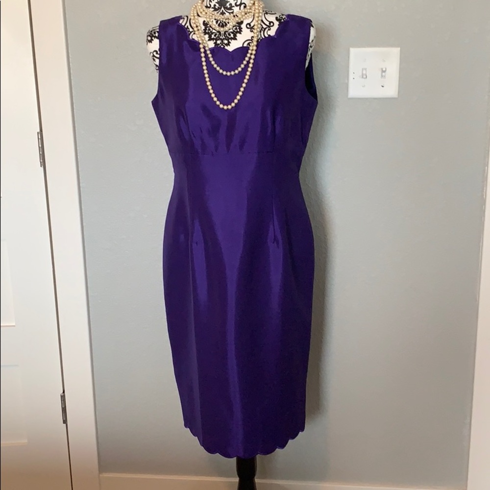 Silk lined deep dark purple shell dress
